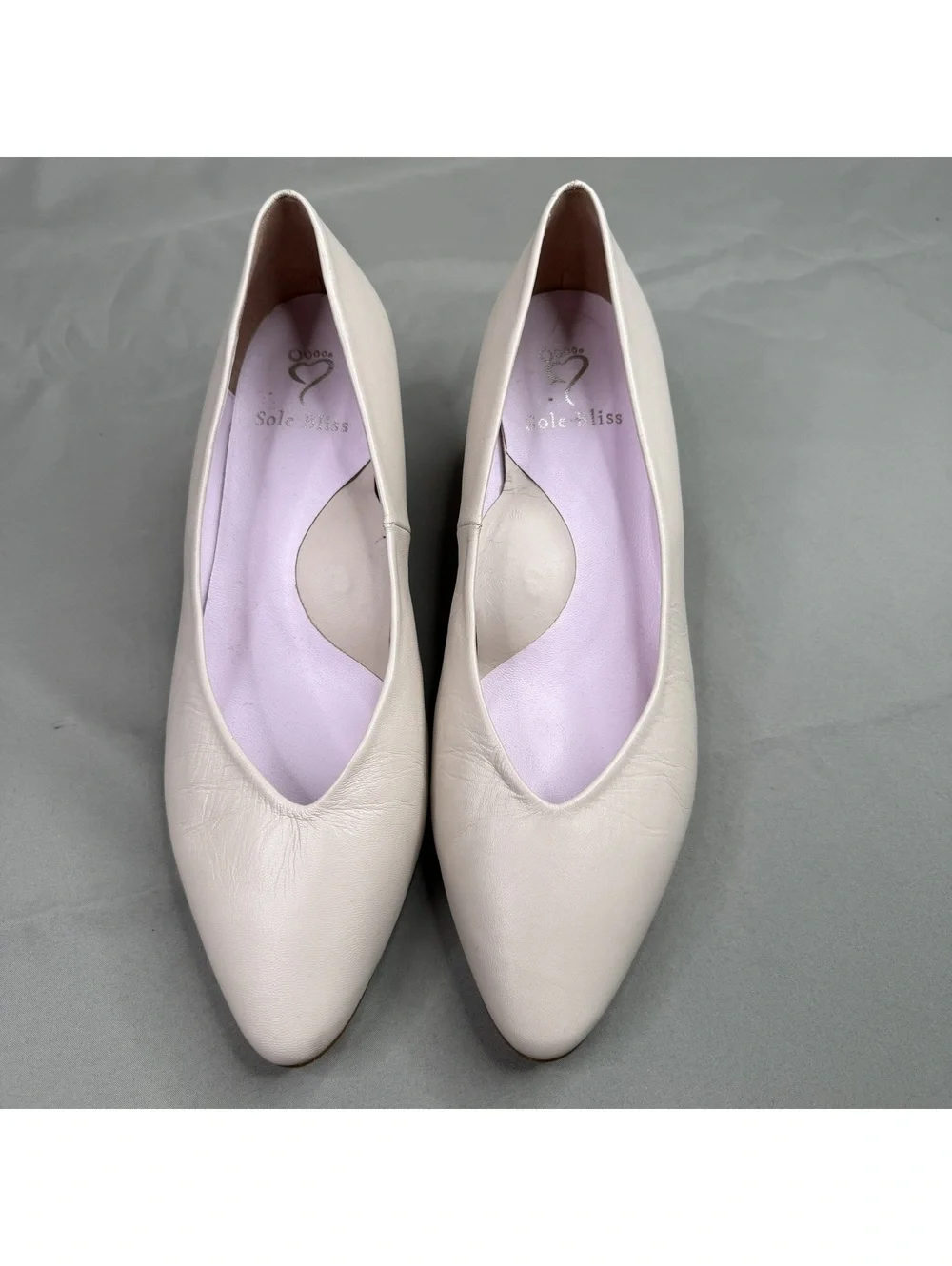 Sole Bliss Womens 40 EU Pink Leather Pointed Toe Flats